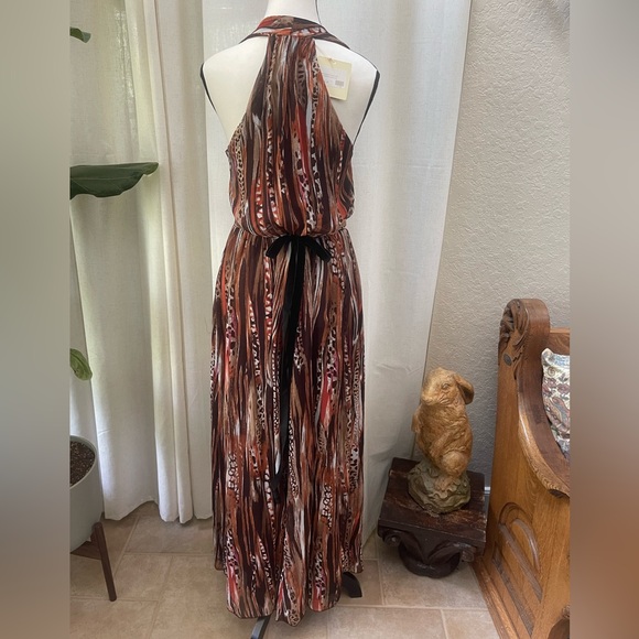 NEW A'Reve Gold Pleated Ruched Maxi Dress - Picture 3 of 14
